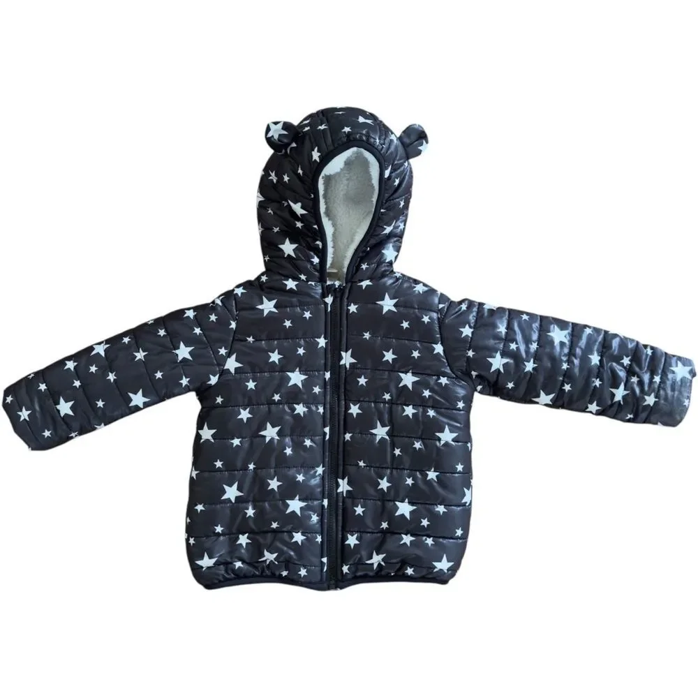 First Impressions Toddler Kids Star Print Winter Puffer Coat. 18 Months.
